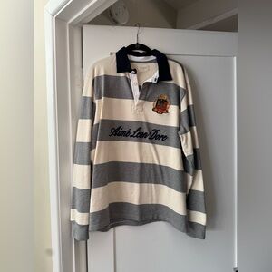 Aime Leon Dore Striped Rugby Shirt - Cream & Gray
